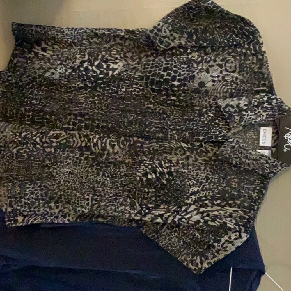 Chicos-size 0-lot of 2-spring tops-navy-multi